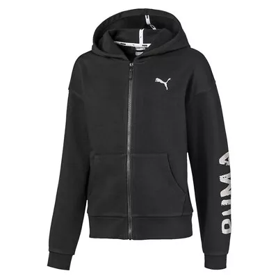 Puma Alpha Jacket Sweatshirt Hoodie Track Top Black Glitter Girls Size 7-8 Years • £14.99