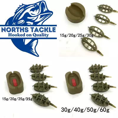 4 X Inline Method Feeder + Mould Set Carp Coarse Tackle Various Sizes • $11.19