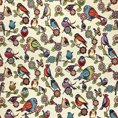 £0.99 • Buy Tapestry Fabric Floral Birds Upholstery Furnishings Curtains 140cm Wide