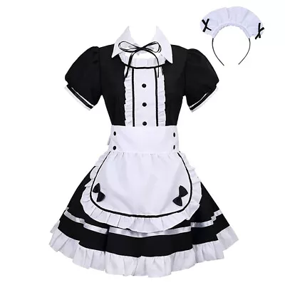 Women's Lolita French Apron Maid Fancy Dress Uniform Anime Cosplay Costume • $28.27