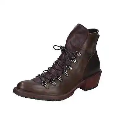 Shoes Women MOMA Ankle Boots Brown Leather 77304C-CUSCUS EY486 • $193.99