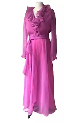 VTG.70s CALIFORNIA Maxi Dress Floaty SHEER BRIDESMAID COSTUME GOWN UK 10/6 US • £85