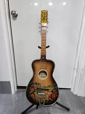 Rare Vintage  193o-40's Gallotone Cowboy Stencil Parlor  Acoustic Guitar & Case • $799.99