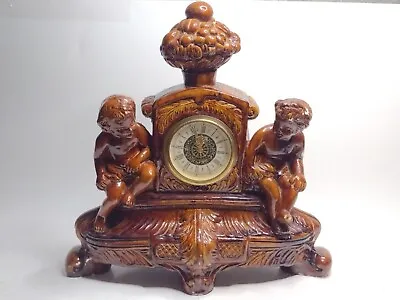 Western Germany Cherubs Heavy Mantle Desk Clock • $69.99