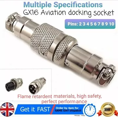 GX16  2 3 4 5 6 7 8 9 10 Pin Metal Inline Cable Connector Joint Aviation • £5.39