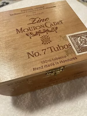 Vintage Wooden Cigar Box 'Zino Mouton Cadet No.7 Latch Hinged • $8.95