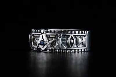 Masonic Symbols Ornament Ring Unique Bricks Jewelry Handmade Pattern Band • $89