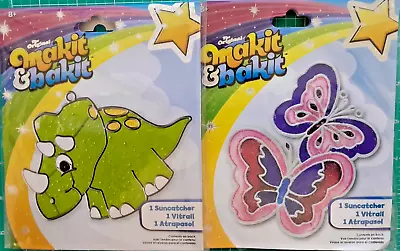 Makit & Bakit BUTTERFLIES & DINOSAUR Suncatchers Kids Craft Kit Lot Of 2 NEW • $17.98