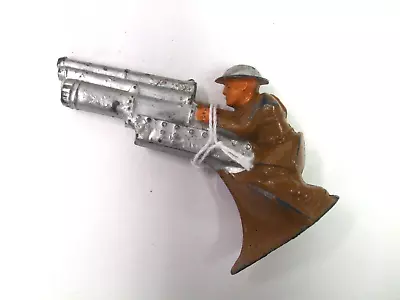 AUBURN RUBBER WORLD WAR 1 ERA TOY CIRCA 1920s  SOLDIER WITH LARGE CALIBER GUN • $19.99