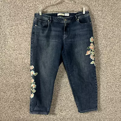 J.Jill Denim Women's Size 16 Authentic Fit Cropped Floral Embroidered Jeans • $18.79