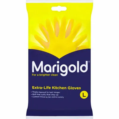 Marigold Extra Life Cotton Lined Strong Small Medium Large Kitchen House Gloves  • £5.23