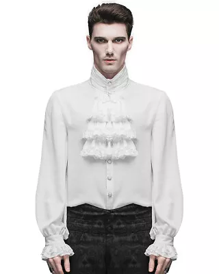 Devil Fashion Mens Shirt Top White Gothic Steampunk Victorian Regency Aristocrat • $60.34