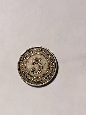  Straits Settlements ( Malaya) 1920  5 Cent Coin.  • $8.99