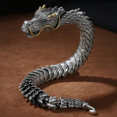 $0.01 • Buy Handmade Detailed Metal Three-dimensional Bracelet Men's Trendy Dragon Bracelet