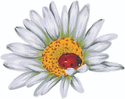 Ladybug On A Chamomile Flower Vinyl Decal Sticker - Decor - A2694 • £3.99