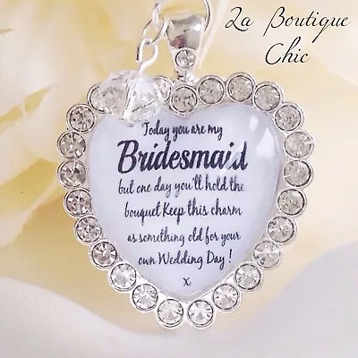 £4.99 • Buy BRIDESMAID Bridal Bride Bouquet Memory Heart Charm Wedding Keepsake MOMENTO