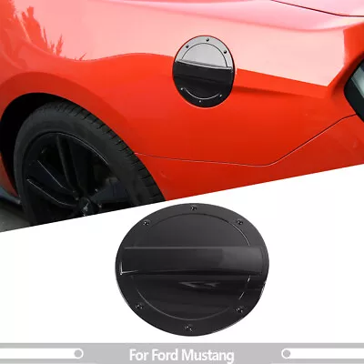 Black Fuel Filler Door Gas Tank Cap Cover Overlay Bezel For Ford Mustang 2015+ • $19.99