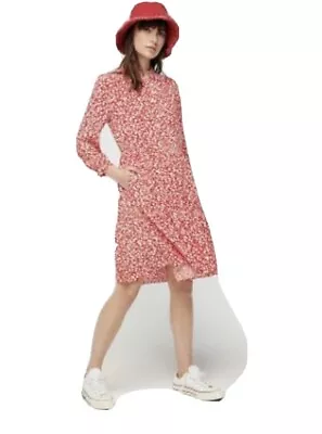 NWT  JCREW Shirtdress In Tossed Bouquet Print SzS AD085 Natural Red • $39.99