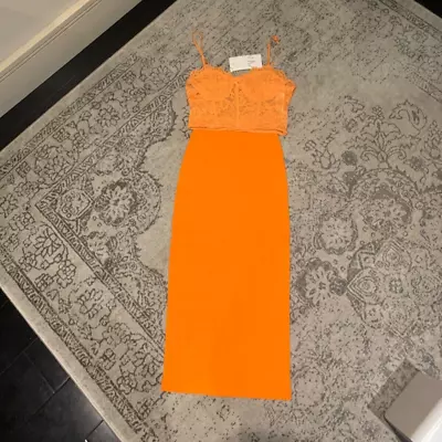 Zara Orange Lace Corset And Midi Skirt 10 • £25