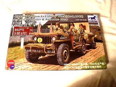 1/35 Bronco Models Willys MB 1/4 Ton 4X4 Jeep W/10 CWT & 3 Airborne Crew # 35106 • $46.95