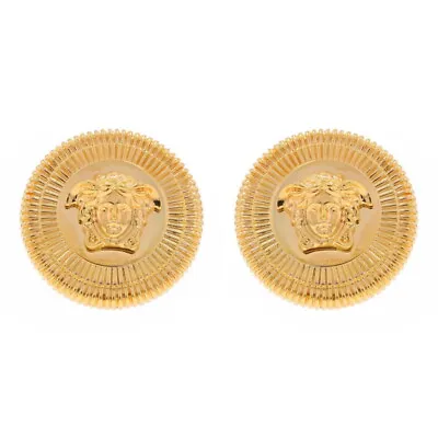 Versace Medusa Head Large Stud Earrings - Gold Plated Pierced • $359.99