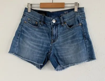 J Crew Indigo Women's Blue Cut Off Raw Hem 4  Inseam Denim Jean Shorts Size 25 • $11.97