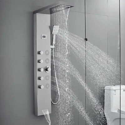 $113.75 • Buy Shower Panel Tower Rain&Waterfall Head Combo Massage Body System Brushed Nickel