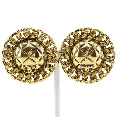 CHANEL Matelasse Vintage COCO Mark Earring Plated Gold 23g Women • £363.58