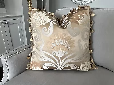 MARGE CARSON 21” Damask Accent Throw Pillows W/ Decorative Fringe • $74.99