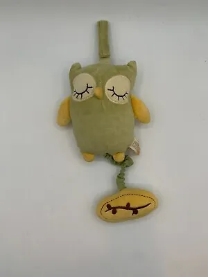 Miyim Organic Baby Musical Green Owl Crib Pull Handle Stuffed Works Plush Lovey • $15.25