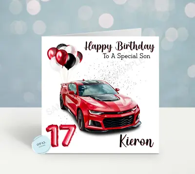 Personalised Birthday Card Sports Car 17th 18th 21st 30th Son Grandson Boys Men • £2.99