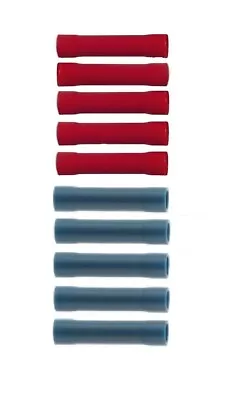 10 X Assorted Inline Terminal Crimp Connectors 5 X Red Small 5 X Blue Medium • £2.95