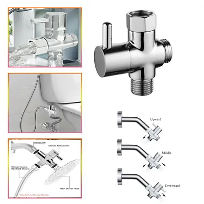 3 Way T-adapter Chrome For Shower Head Arm Mount Diverter Valve Splitter G1/2  • $9.48