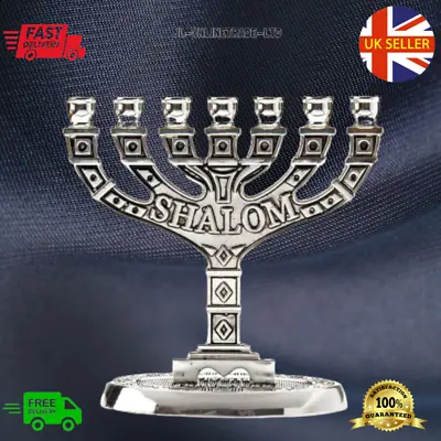 New Silver Hanukkah Gift Menorah 7 Branch Chanukah Shalom Menora Hanukiah • £13.95