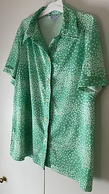 Vintage 70's Sears Button Up Shirt Womens Size XL Green And White Floral Print • $17