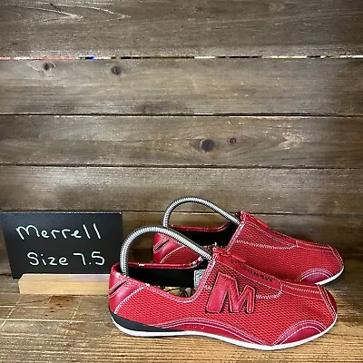 Womens Merrell Arabesque Red Leather Athletic Comfort Shoes Sneakers Size 7.5 M • $24.99