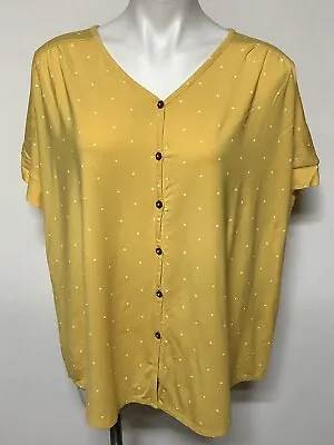 Matilda Jane Polka Dot Make Memories Tee Shirt Women’s Size L Yellow White NWT • £27.99
