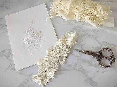 Antique Lace Appliques 4 Pc   1993 Scrapbooking Crafts Sewing Wedding Ivory • $8.92