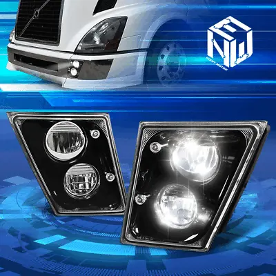 For 03-17 Volvo VN VNL VNM VNX Trucks Full White LED Fog Light Foglamps Black • $164.95