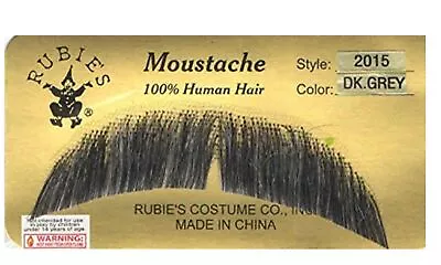 Grey Basic Character Moustache 100% Human Hair Costume Accessory Adult • $23.85