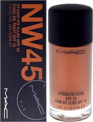 MAC Studio Fix Fluid SPF15 Foundation NW45 30ml Brand New In Box • £37.50