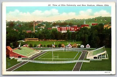 Athens OH~Ohio University Campus~New Football Stadium~Grandstands~1929 Postcard • $7.99
