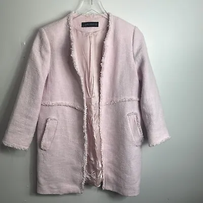 $35 • Buy Zara Long Tween Pink Suit Coat Size Medium