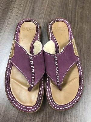 UGG Suede Shearling 1610 Purple Flip Flops Thong Sandals  Size 7 • $29.95