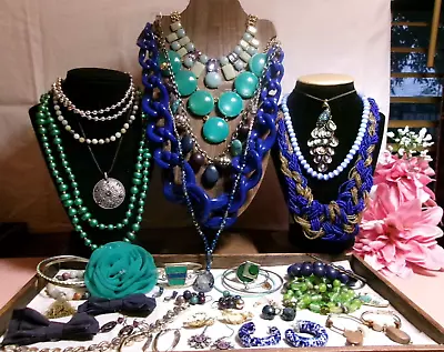 Vintage To Now Costume Jewelry Lot Shades Of Blue~Glass~Alpaca-1~Stone • $12.99