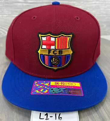 FC Barcelona Soccer Flat Bill SnapBack Hat Maroon/Blue NEW WITH TAGS • $17.97