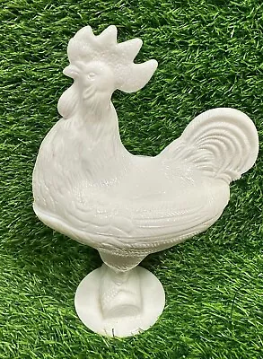 Vintage Kanawha Heavy Milk Glass Covered Rooster On Log Candy Dish • $82.50