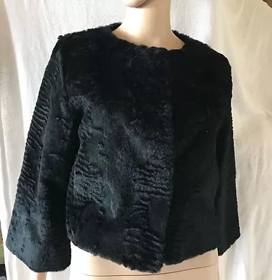 K-yen Size Medium Black 100% Real Rabbit Fur Jacket Waist Length Nwot • $67.82