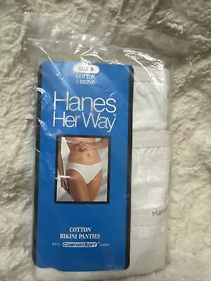 Vintage Hanes Her Way Cotton White Bikini Briefs Size 8 New • $22.22