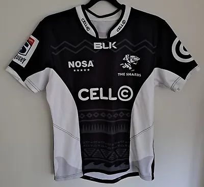 £32 • Buy BLK Natal Sharks South Africa Super Rugby 2016 Shirt/Jersey M Measurements Below